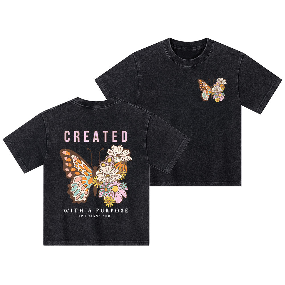 Created With A Purpose Christian Kid Washed T-Shirt