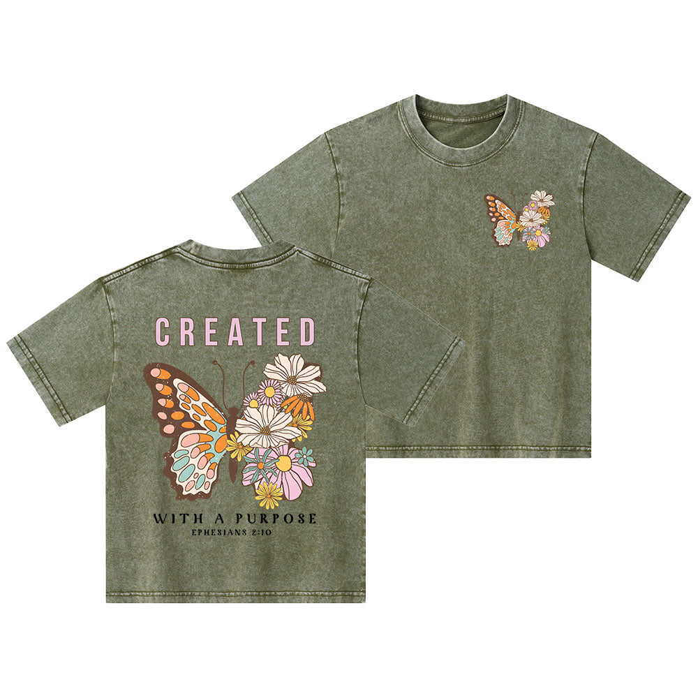Created With A Purpose Christian Kid Washed T-Shirt