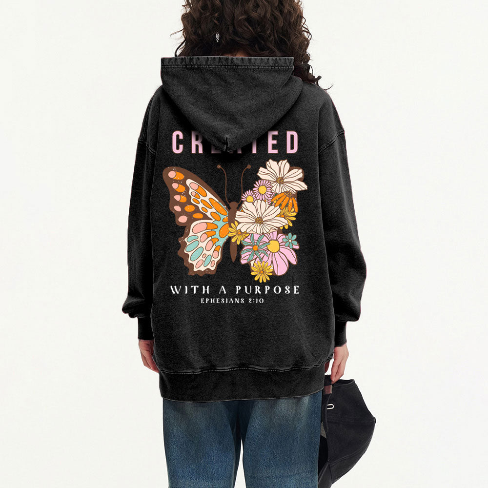 Created With A Purpose Christian Washed Hoodie