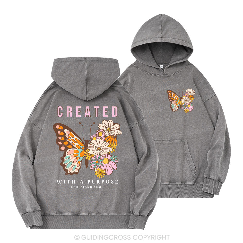 Created With A Purpose Christian Washed Hoodie