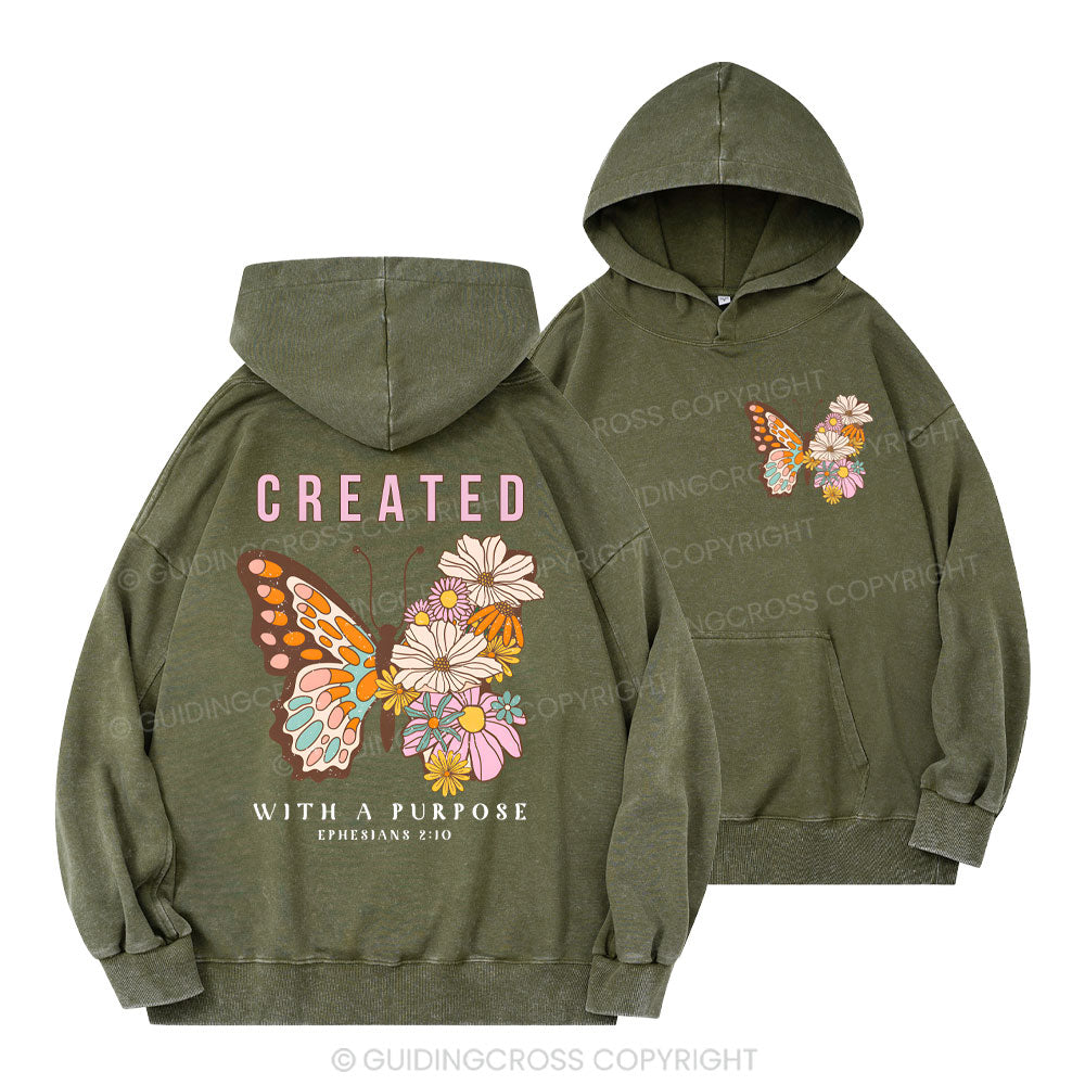 Created With A Purpose Christian Washed Hoodie