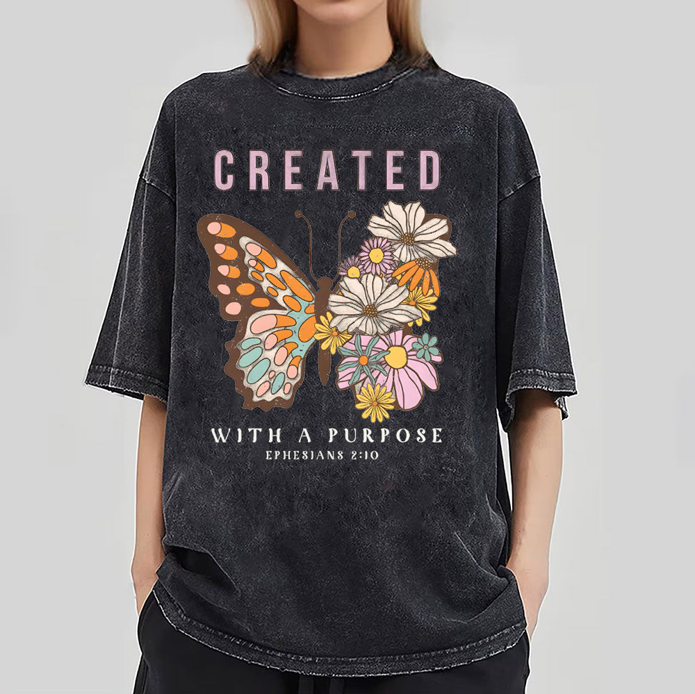 Created With A Purpose Christian Washed T-Shirt