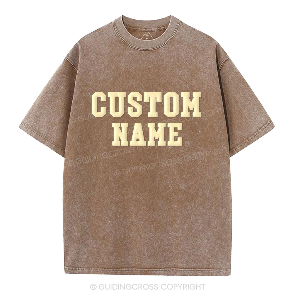 Custom Name Christian Puff Printed Washed T-Shirt