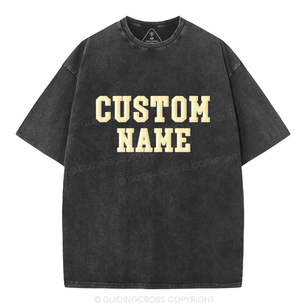 Custom Name Christian Puff Printed Washed T-Shirt
