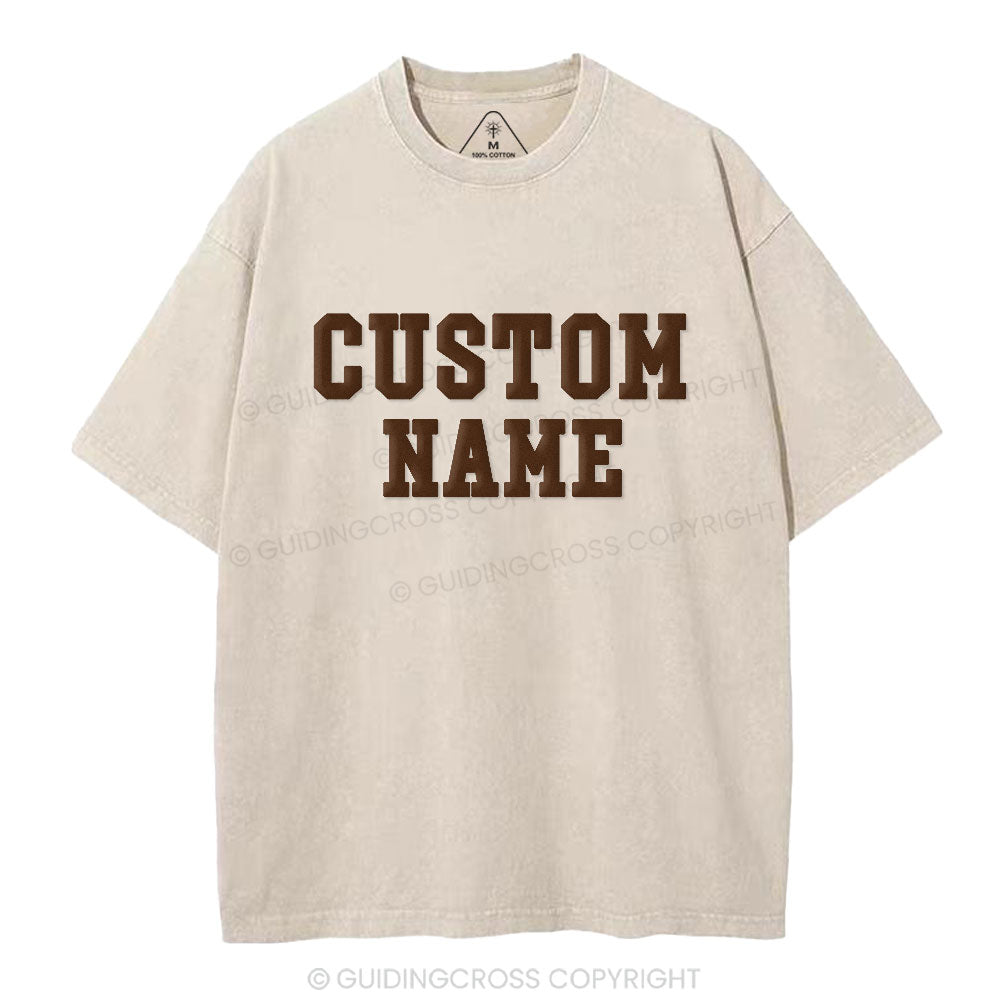 Custom Name Christian Puff Printed Washed T-Shirt