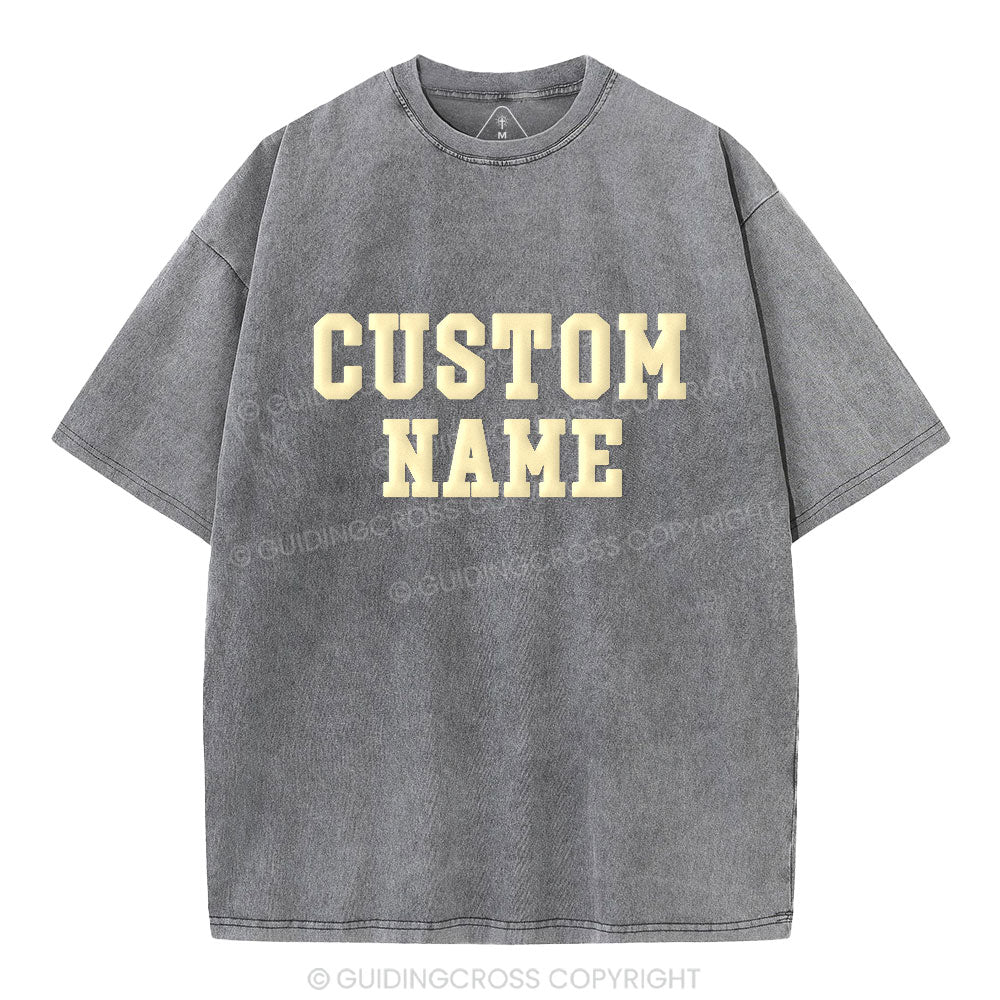 Custom Name Christian Puff Printed Washed T-Shirt