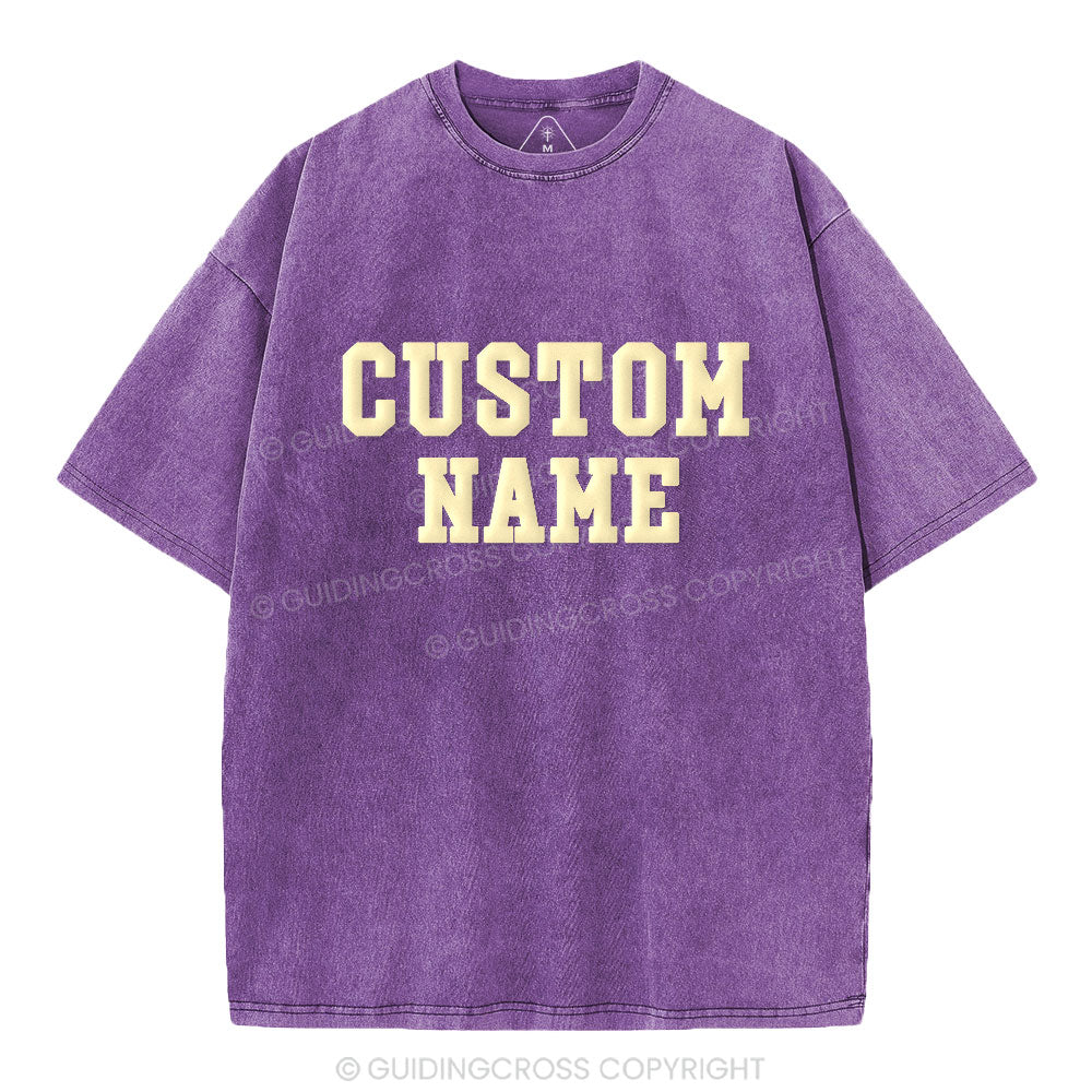 Custom Name Christian Puff Printed Washed T-Shirt