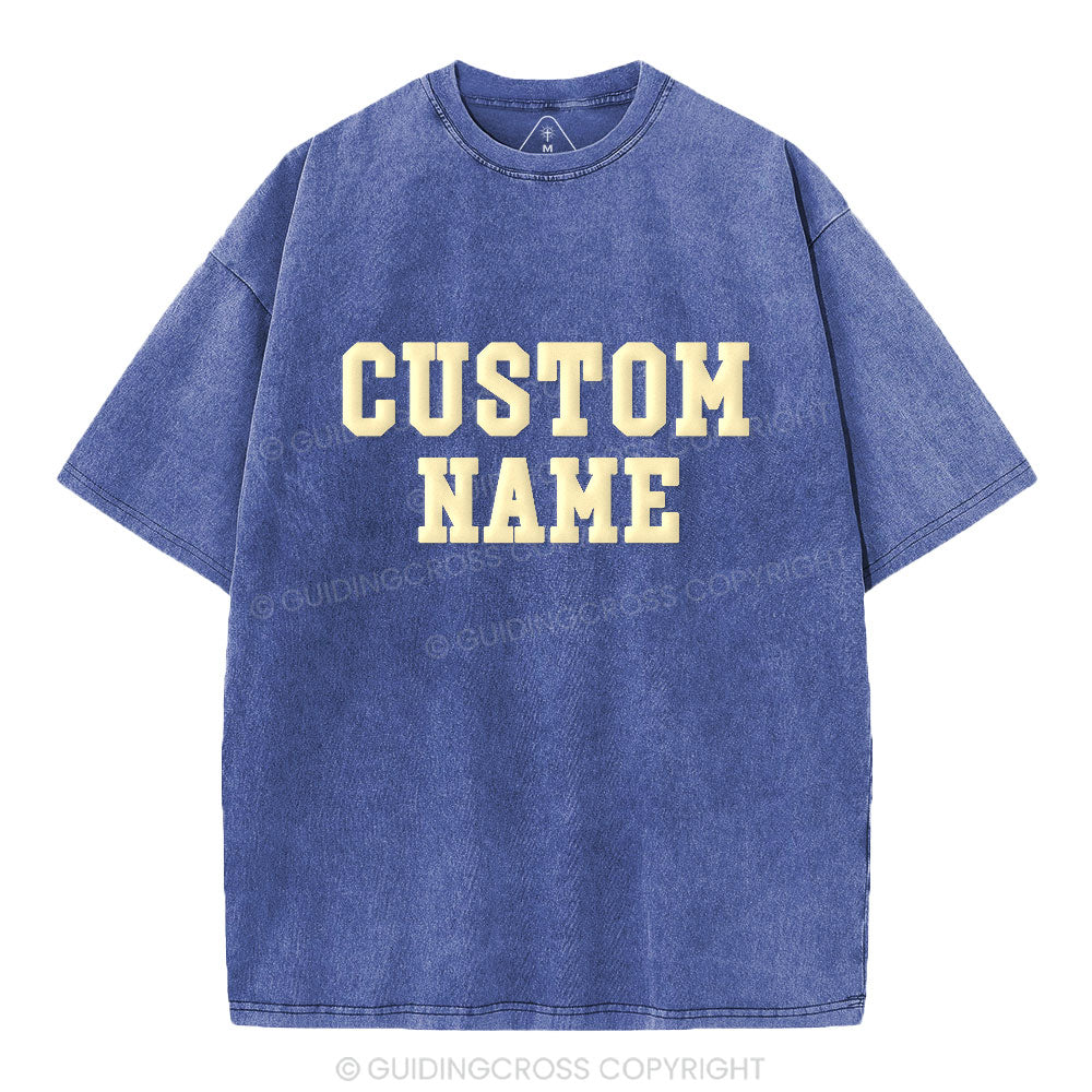 Custom Name Christian Puff Printed Washed T-Shirt