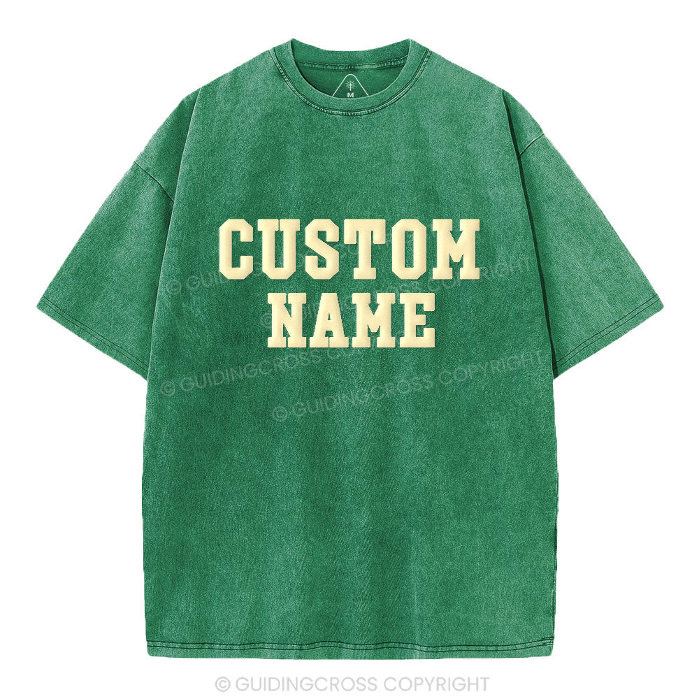 Custom Name Christian Puff Printed Washed T-Shirt