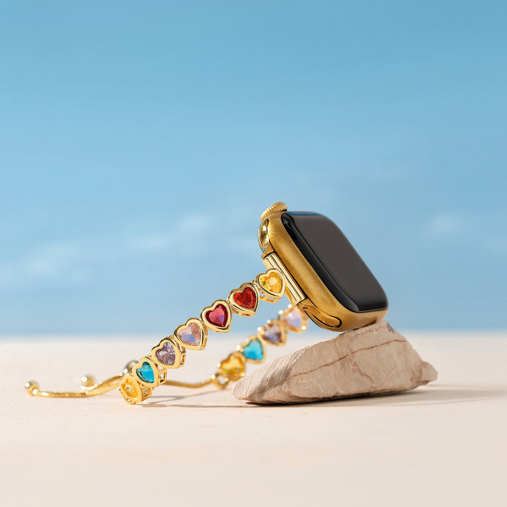 Rainbow Love 14k Gold / Platinum Plated Watch Band for Apple Watch