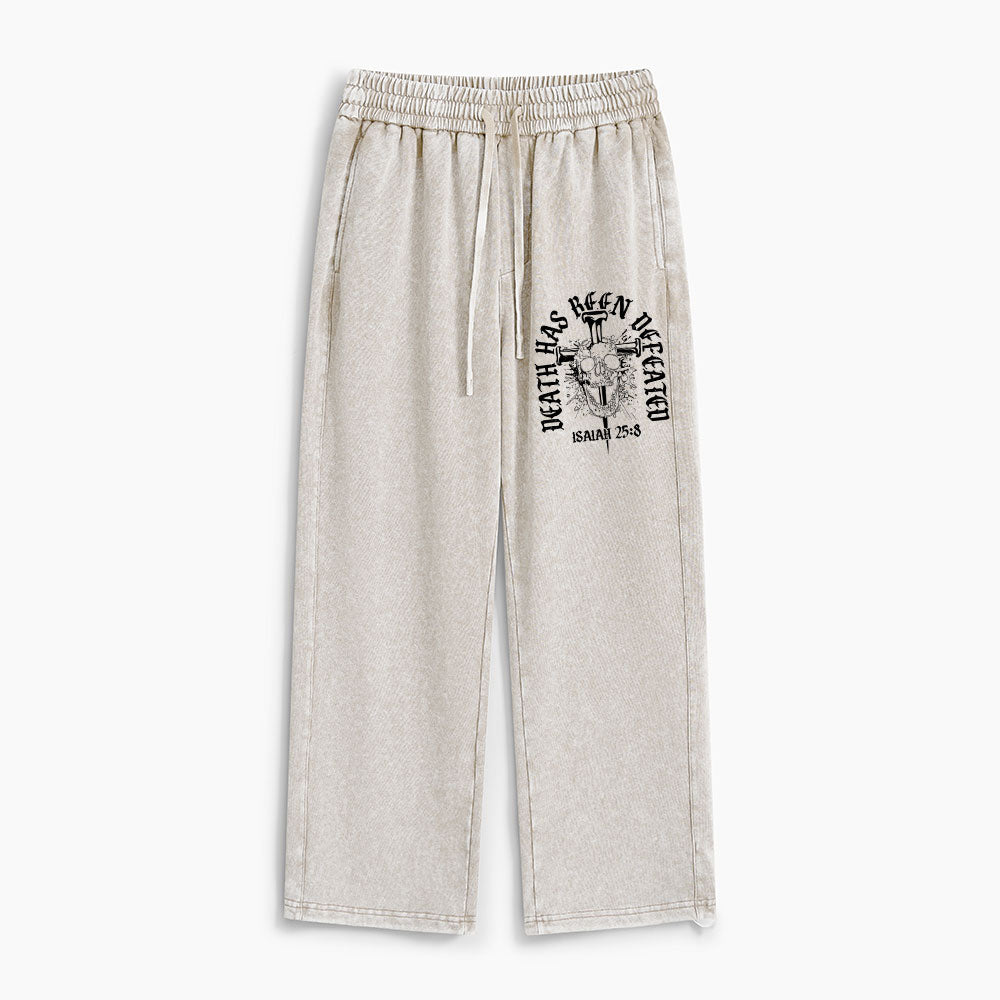Death Has Been Defeated Christian Washed Sweatpants