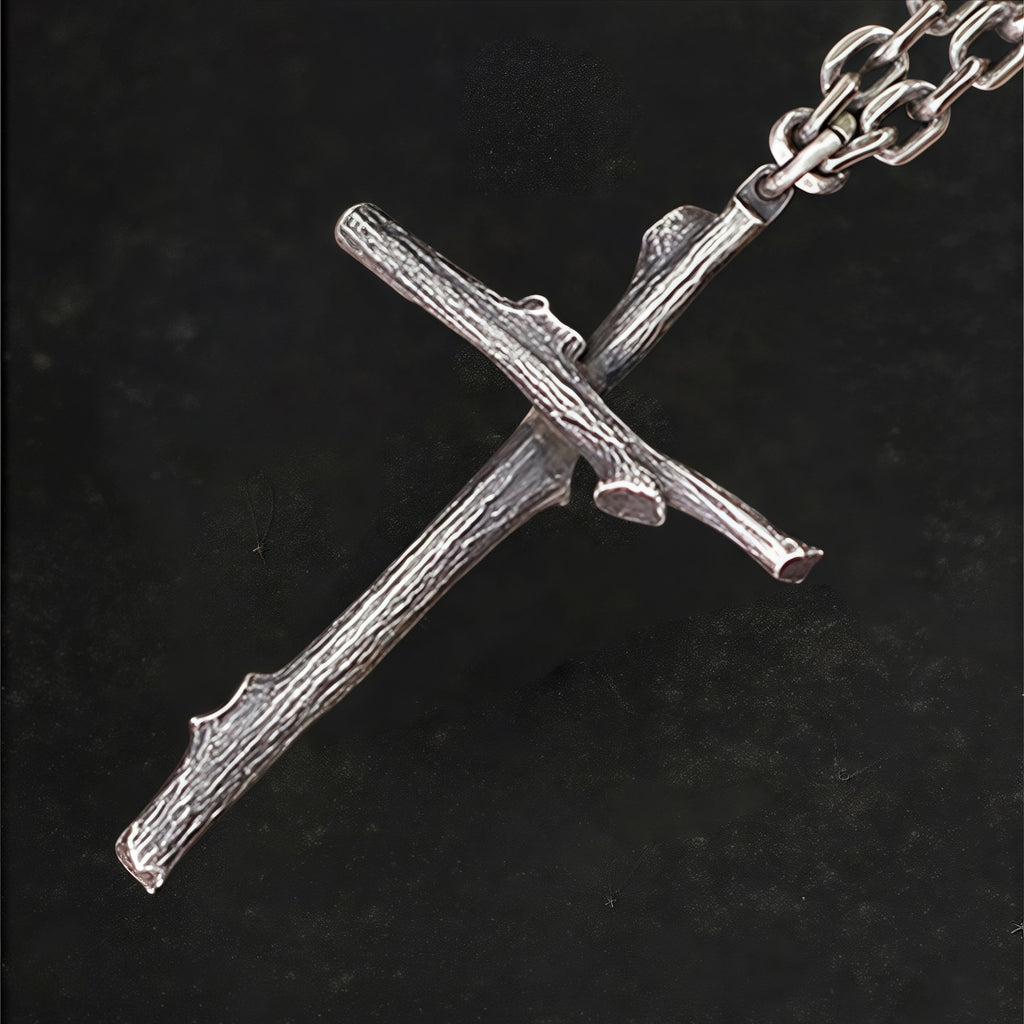 Membership Dried Wood Cross Christian Necklace
