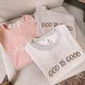 Embroidered GOD IS GOOD Christian Fleece Sweatshirt