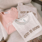 Embroidered GOD IS GOOD Christian Fleece Sweatshirt