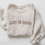 Embroidered GOD IS GOOD Christian Fleece Sweatshirt