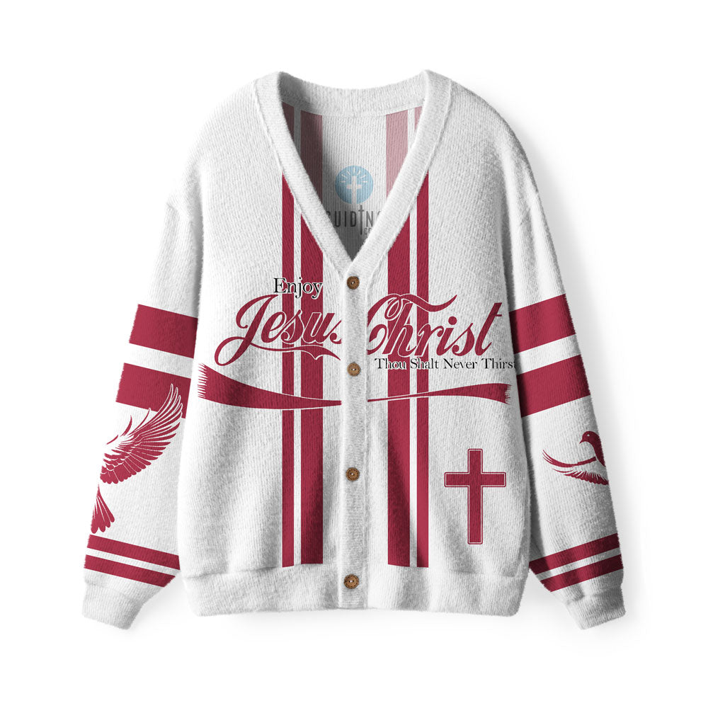 Enjoy Jesus Christ Thou Shalt Never Thirst Christian Lightweight Cardigan