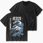 Even The Winds And The Waves Obey Him Christian Washed V-Neck T-Shirt
