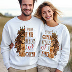Every King Needs A Queen Every Queen Needs A King Christian Lion Couple Sweatshirt