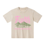 Faith Can Move Mountains Christian Kid Washed T-Shirt