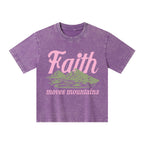 Faith Can Move Mountains Christian Kid Washed T-Shirt