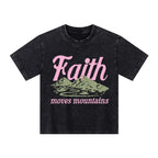 Faith Can Move Mountains Christian Kid Washed T-Shirt