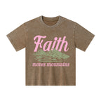 Faith Can Move Mountains Christian Kid Washed T-Shirt