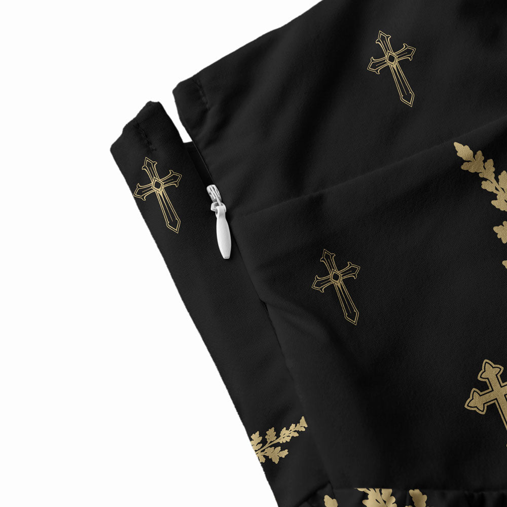 Faith Cross Chrisitan Black Tie Shoulder Maxi Dress