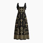 Faith Cross Chrisitan Black Tie Shoulder Maxi Dress
