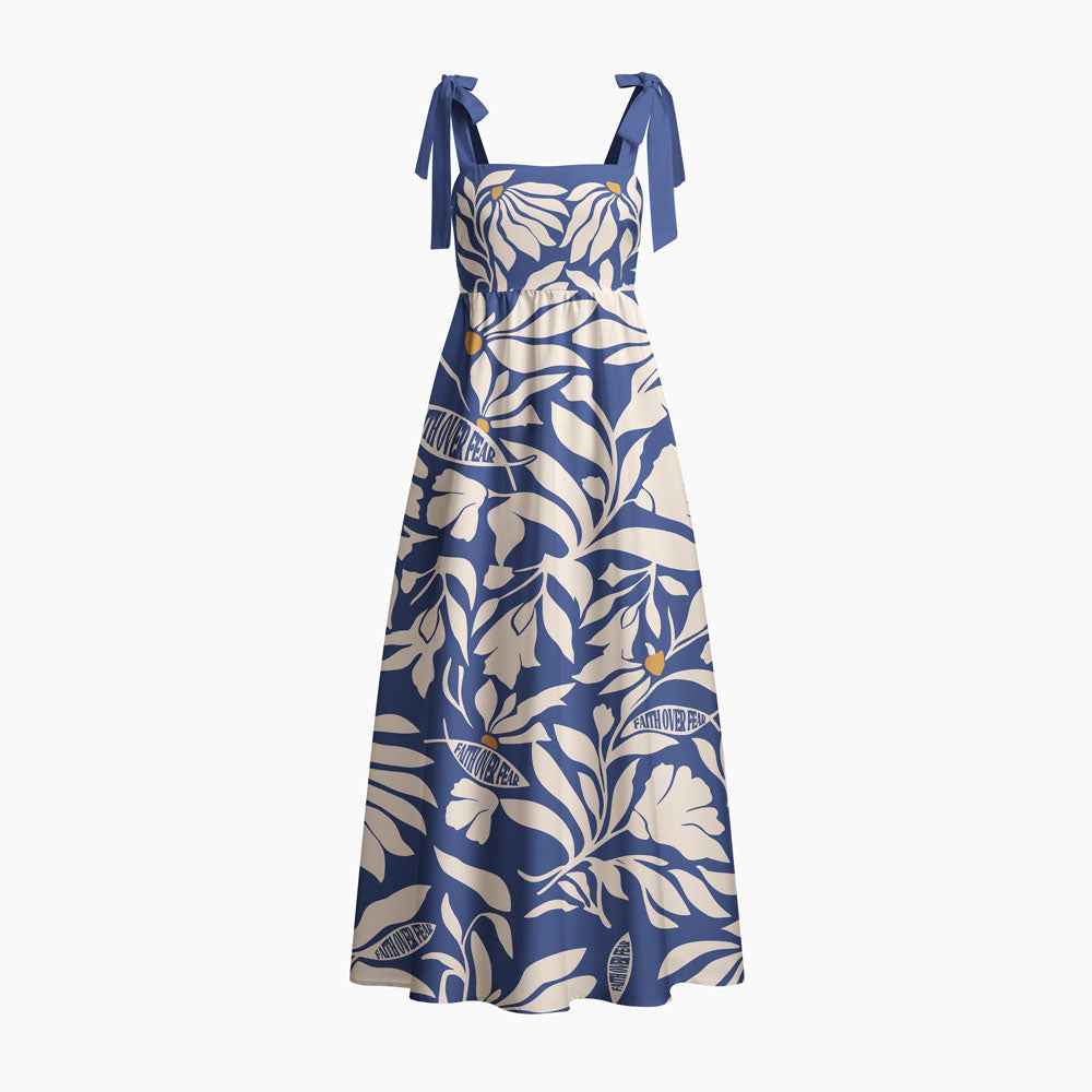 Faith Over Fear Chrisitan Tie Shoulder Maxi Dress