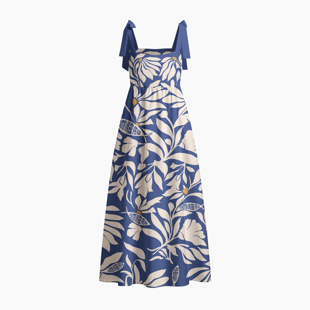 Faith Over Fear Chrisitan Tie Shoulder Maxi Dress
