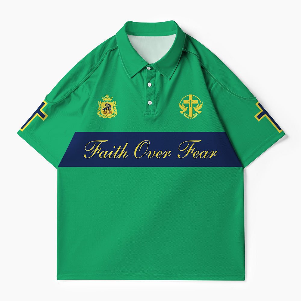 Faith Over Fear Christian Buttoned Polo Jersey