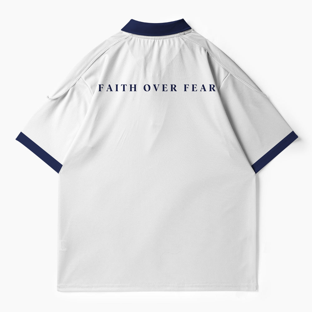 Faith Over Fear Christian Buttoned Polo Jersey