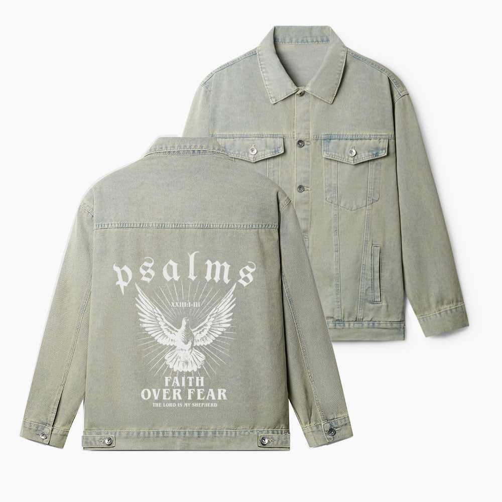 Faith Over Fear Christian Denim Jacket