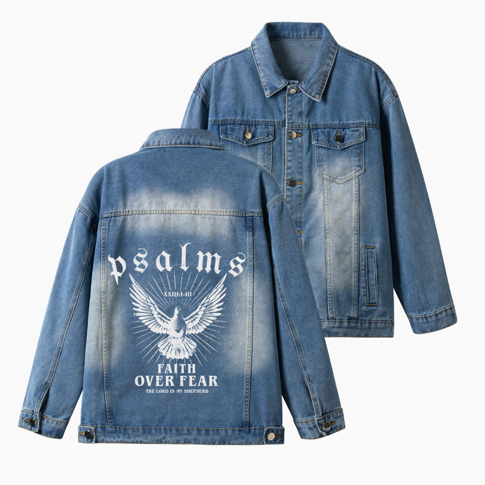 Faith Over Fear Christian Denim Jacket