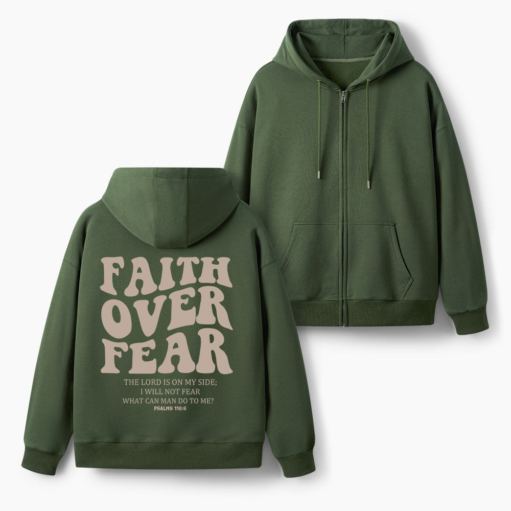 Faith Over Fear Christian Fleece-Lined Full-Zip Hoodie