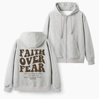 Faith Over Fear Christian Fleece-Lined Full-Zip Hoodie