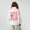 Faith Over Fear Christian Half Zip Fleece Sweatshirt