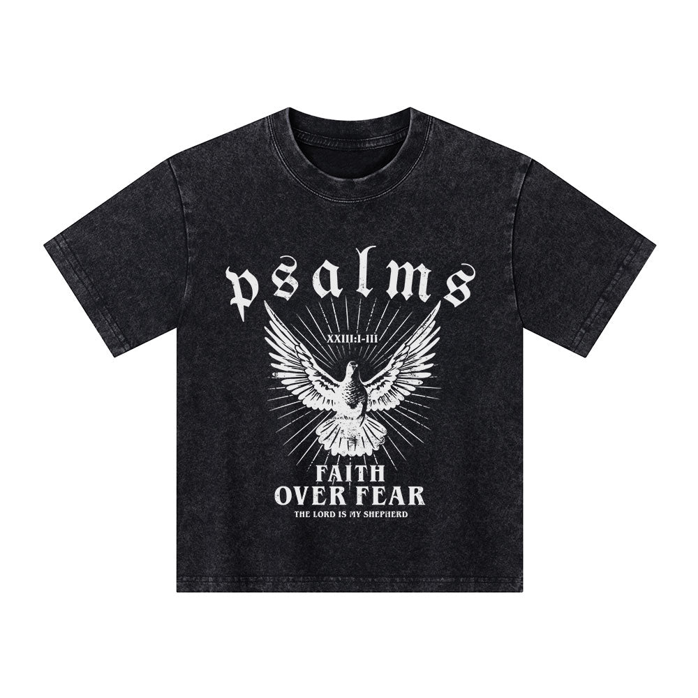 Faith Over Fear Christian Kid Washed T-Shirt
