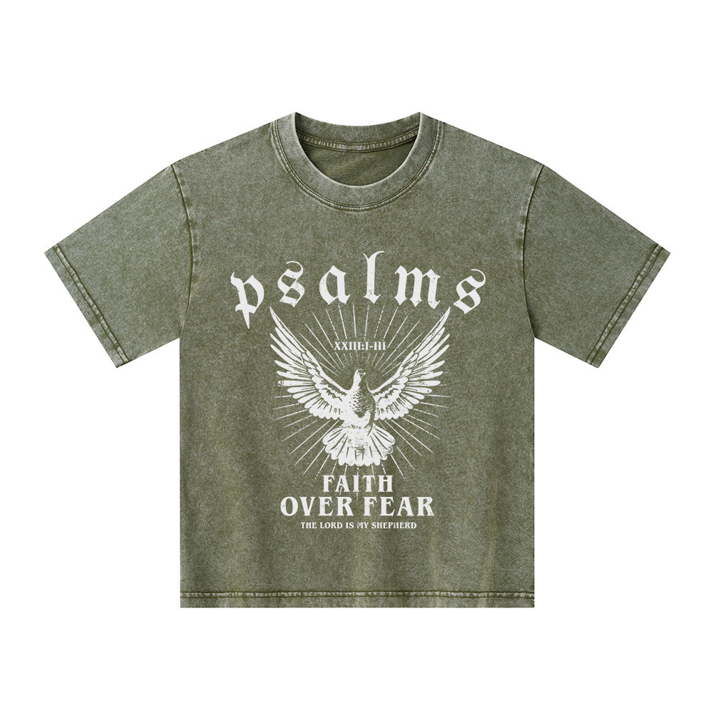 Faith Over Fear Christian Kid Washed T-Shirt