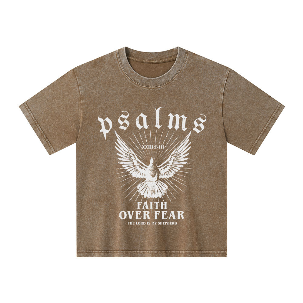 Faith Over Fear Christian Kid Washed T-Shirt