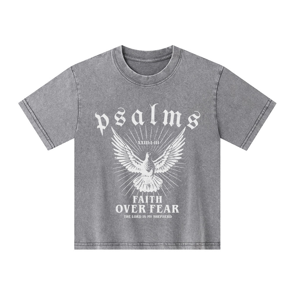Faith Over Fear Christian Kid Washed T-Shirt