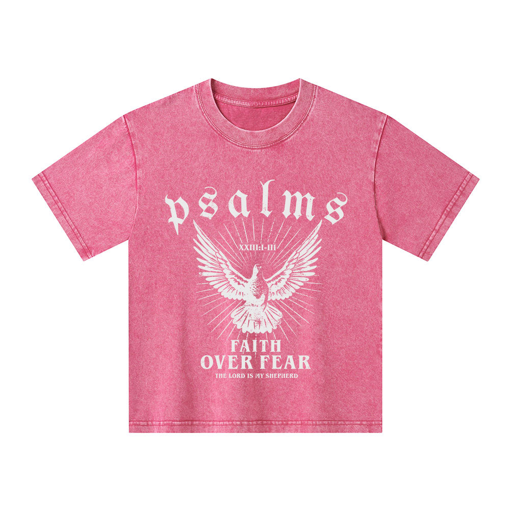 Faith Over Fear Christian Kid Washed T-Shirt