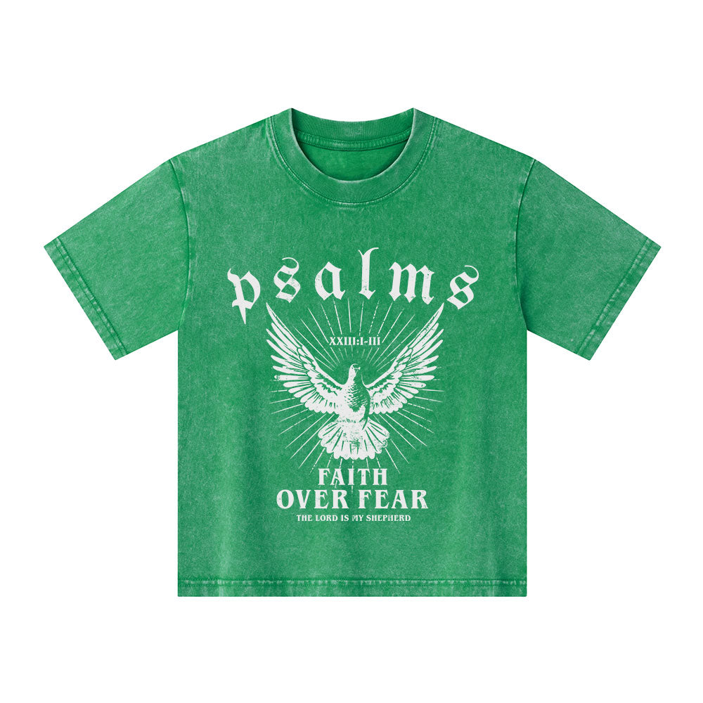 Faith Over Fear Christian Kid Washed T-Shirt