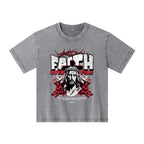 Faith Over Fear Christian Kid Washed T-Shirt