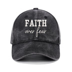Faith Over Fear Christian Washed Hat