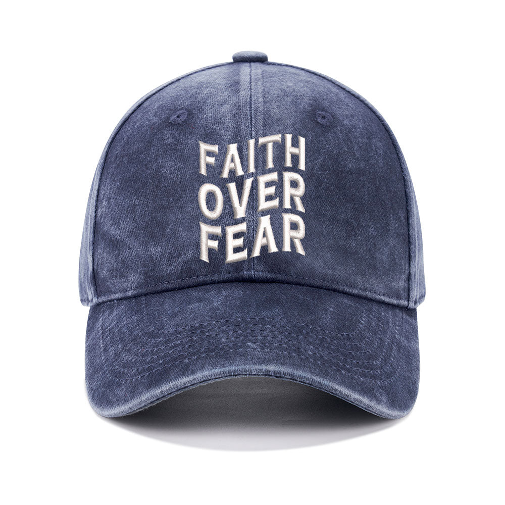 Faith Over Fear Christian Washed Hat