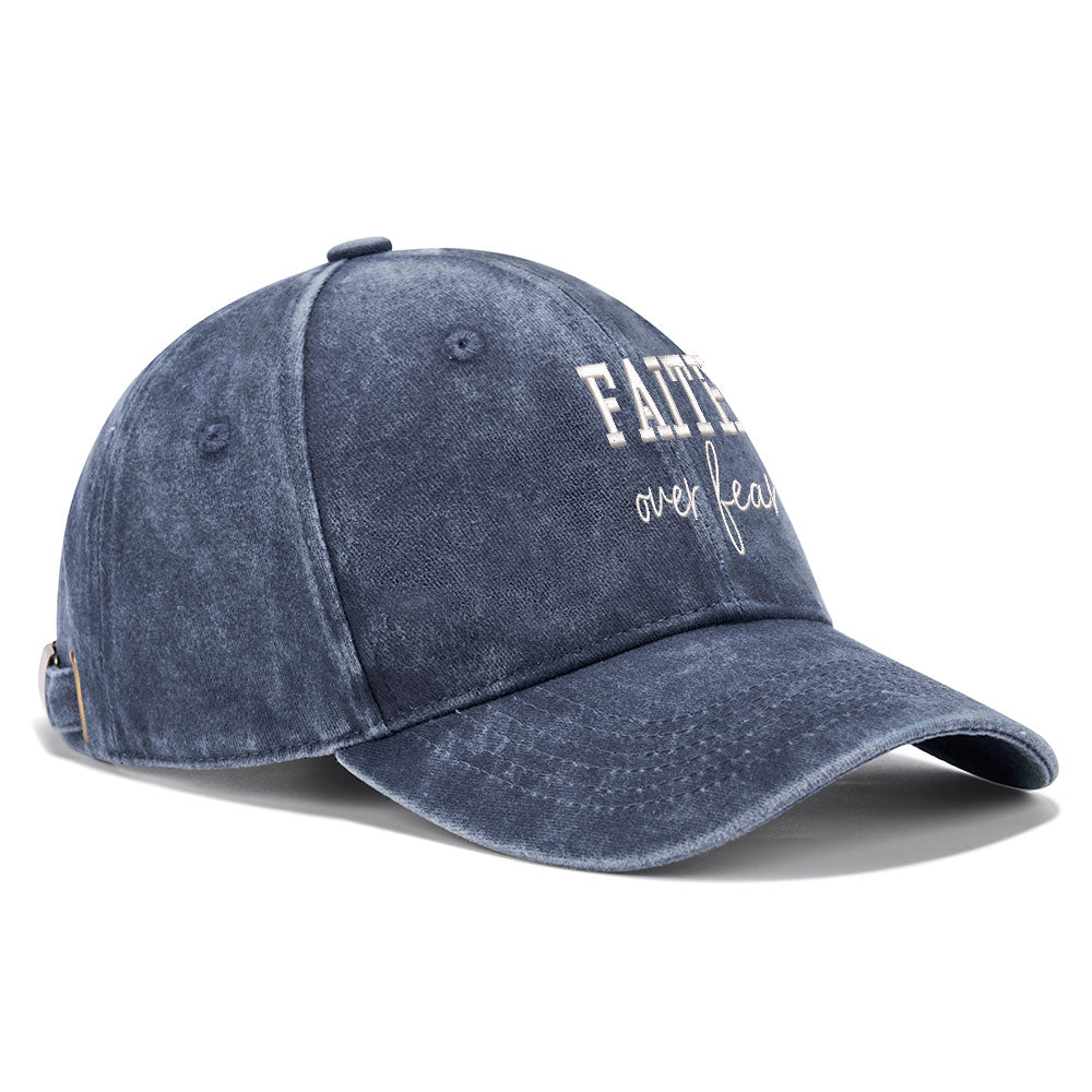 Faith Over Fear Christian Washed Hat