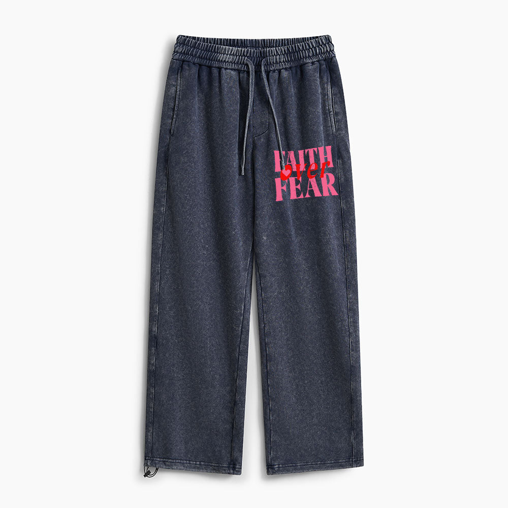 Faith Over Fear Christian Washed Sweatpants
