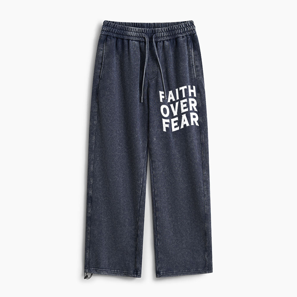 Faith Over Fear Christian Washed Sweatpants