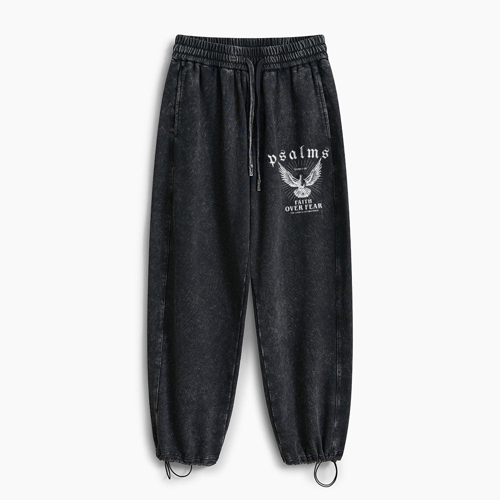 Faith Over Fear Christian Washed Sweatpants